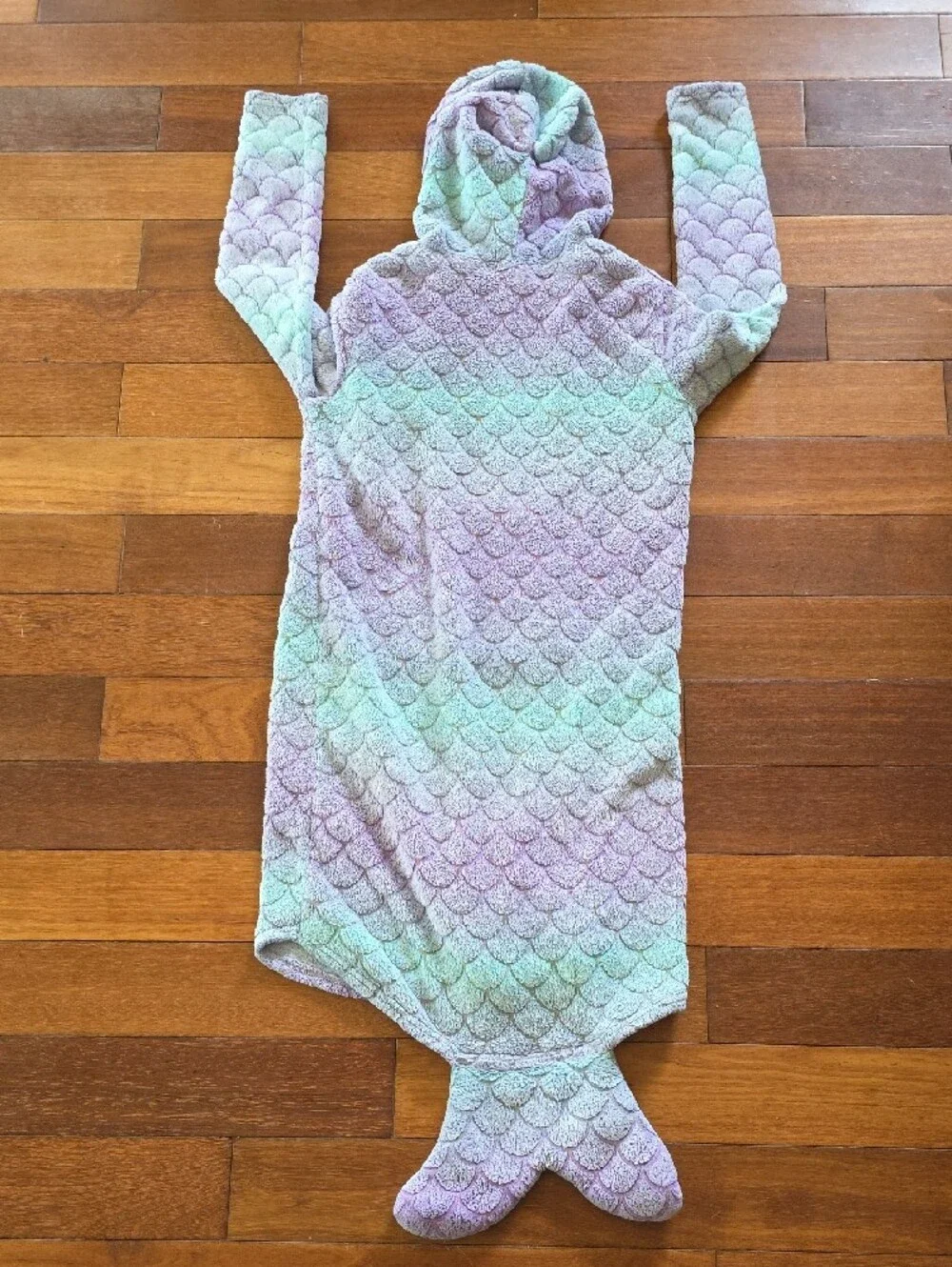 32 Degrees Kids Plush Mermaid Tail Hoodie Pajama in Lavender and Mint